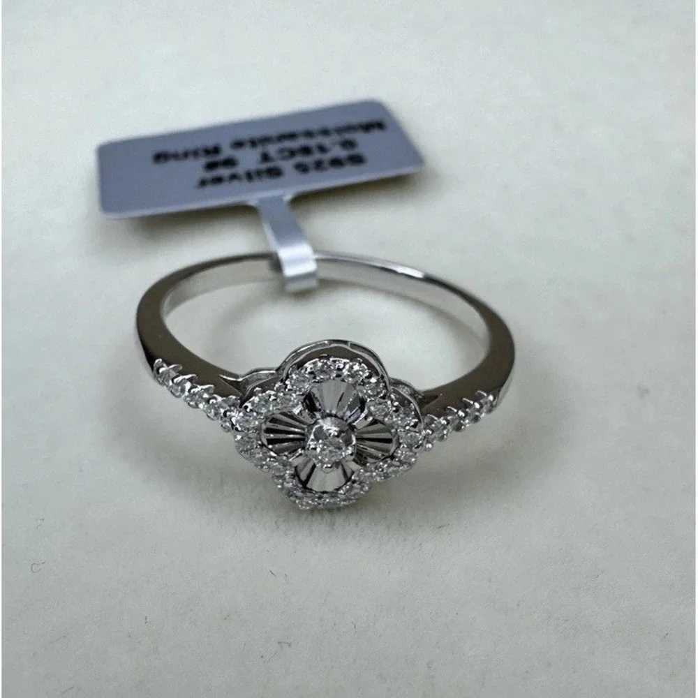 New Moissanite Engagement Ring 0.18CT GRA Certified 925 Sterling Silver Sz 9